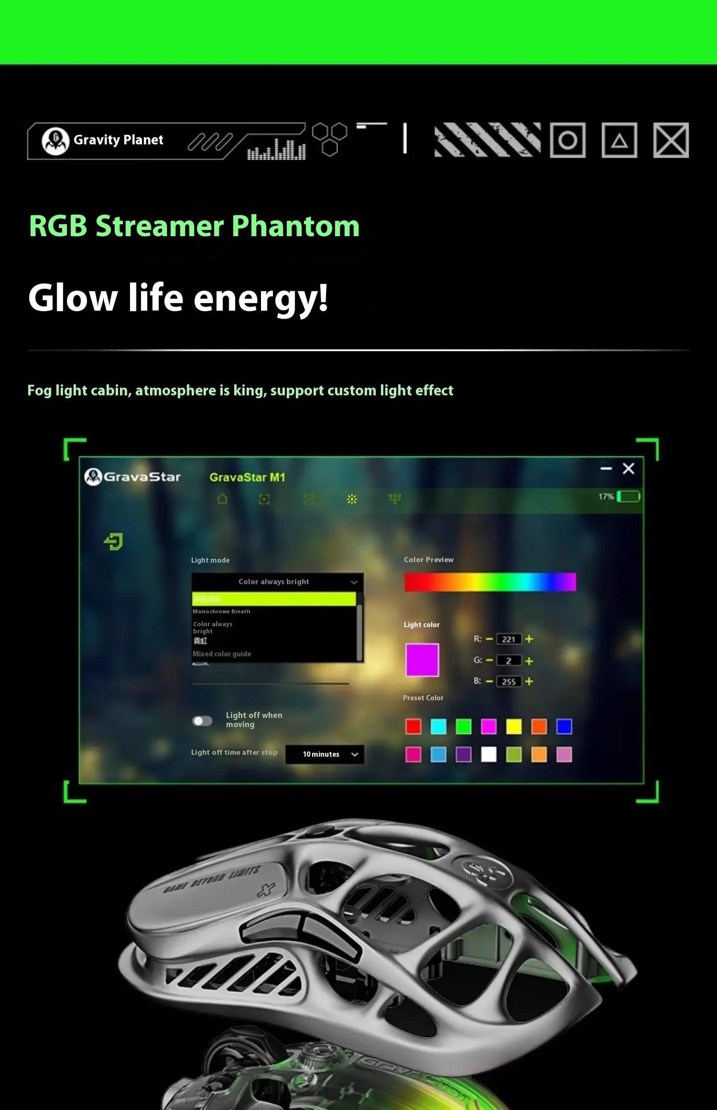 In Stock Gravastar Genuine M1 Gamer Mouse Magnesium Alloy Wireless Bluetooth Mouse 8k Receiver Rgb Low Latency Gaming Mice