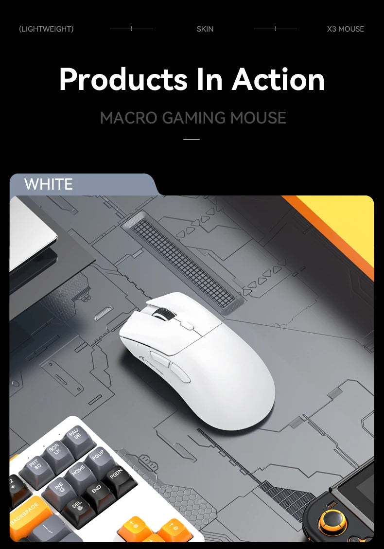 Attack Shark R1 1000Hz Bluetooth Mouse,18000dpi,PAW3311,Tri-mode Connection, Macro Gaming Mouse