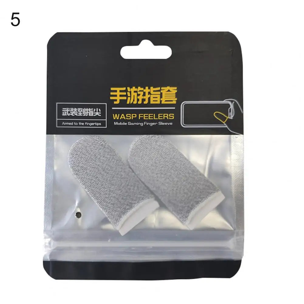 1 Pair Game Finger Cots Anti-sweat Touch Screen Gaming Finger Sleeves Nylon Fiber Thin Finger Sleeves for Entertainment