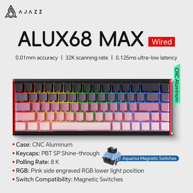 AJAZZ AK680 MAX Mechanical Keyboard HE Hall Effect Switch 60% 8k/1K RGB Wired/Wireless Gaming Rapid Trigger Magnetic Keyboard