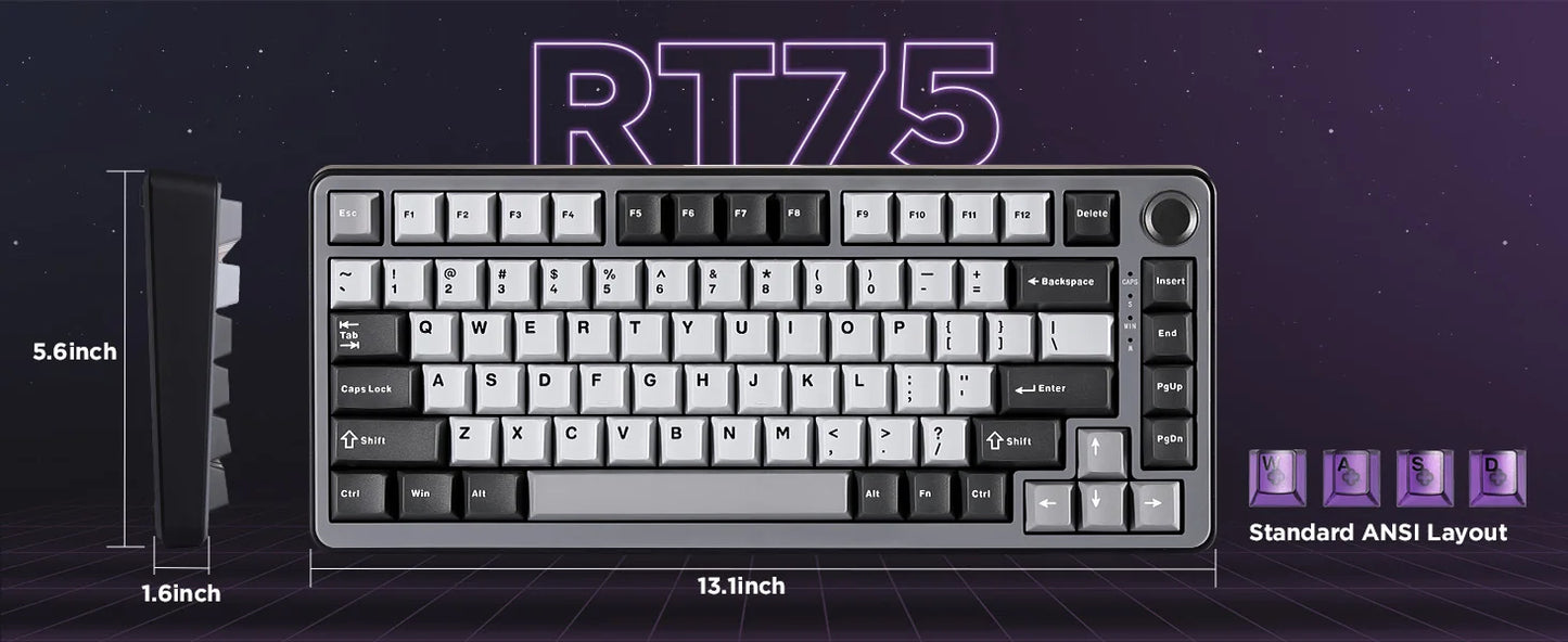 YUNZII RT75 Rapid Trigger Gaming Keyboard, Hall Effect Magnetic Mechanical Keyboards for Gamers, RGB 75% Keyboard for Mac/Win