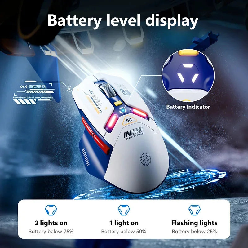 Inphic IN9 Wireless Gaming Mouse Rechargeable PAW3311 Bluetooth Mouse RGB Lighting Effect Desktop Computer Laptop Universal
