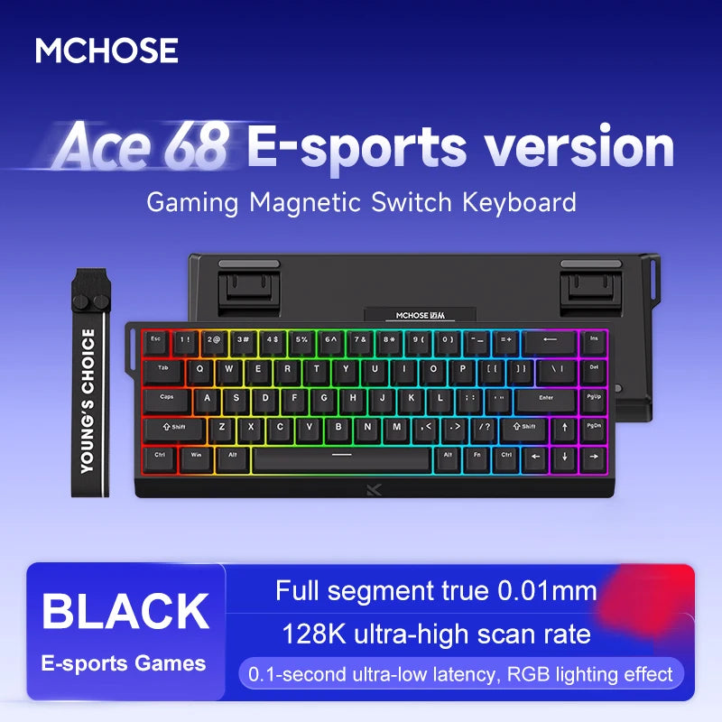 ACE60 Pro MCHOSE ACE68 Magnetic Keyboard Wired Mechanical for Gaming 0.01mm RapidTrigg 8000Hz SOCD/Rs 0.125ms 128K Sampling Rate