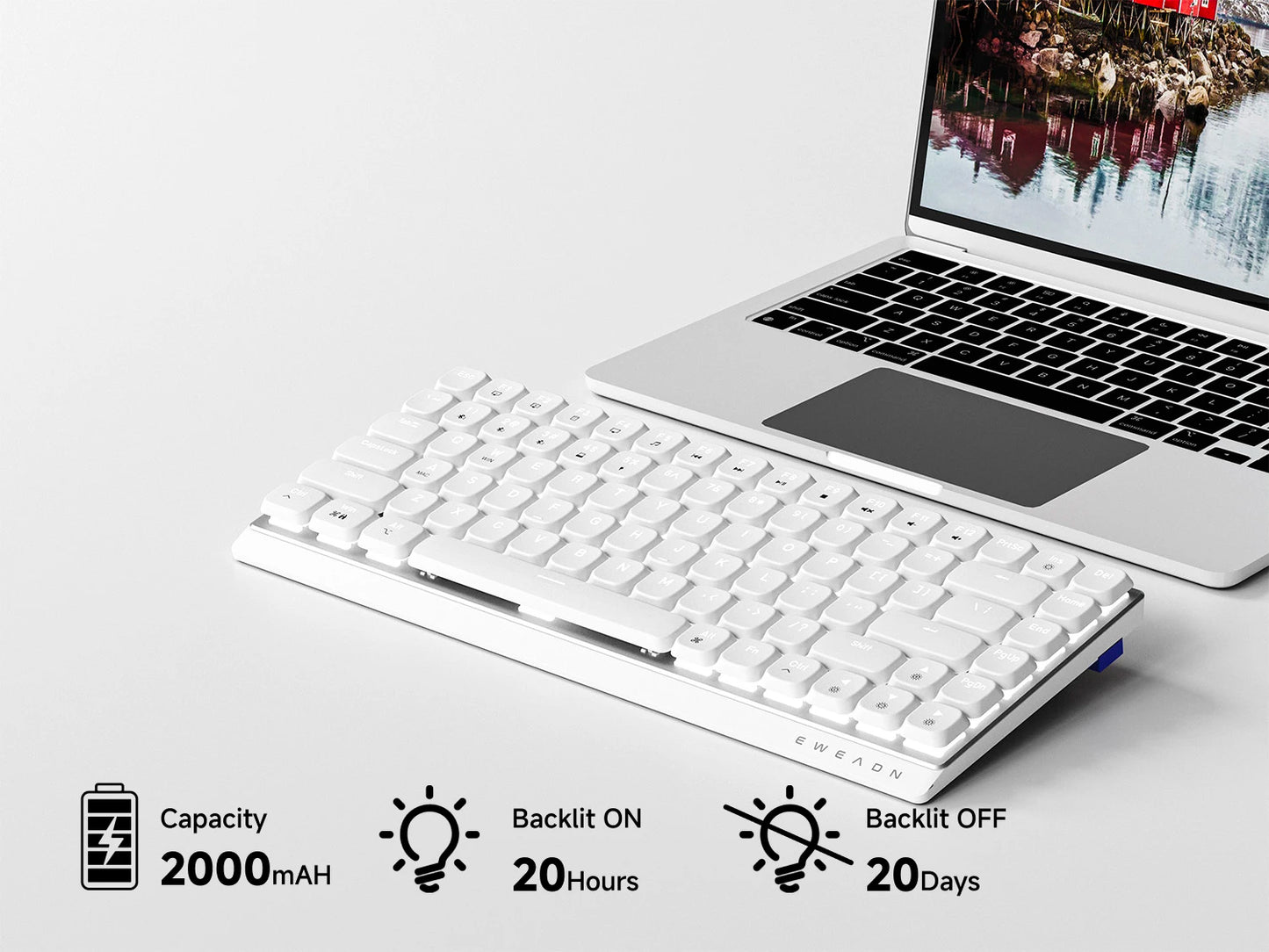 EWEADN MK84 Low Profile Gaming Mechanical Keyboard silent Wireless Bluetooth 3mode Portable Slim Keyboard aluminum alloy panel
