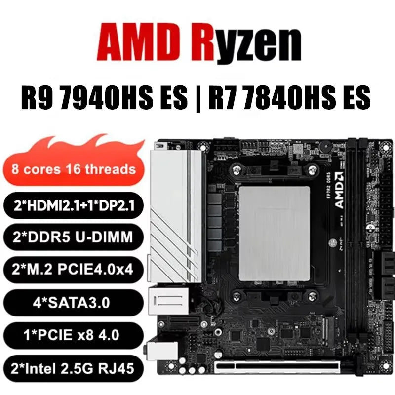 Topton NAS Gaming Motherboard AMD Ryzen 9 7940HS ES 7840HS ES 2xNVMe 4xSATA PCIEx8 2xDDR5 2x2.5G LAN Firewall NAS ITX Mainboard