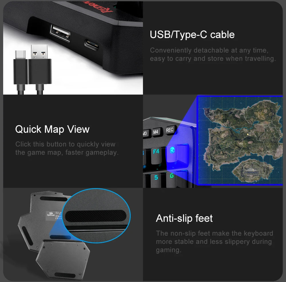 REDRAGON DITI K585 RGB 42 Key One-handed USB Mechanical Gaming Wired Keyboard Blue Switch 42 Keys Gamer for Computer PC Laptop