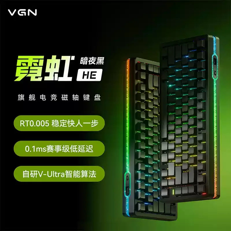 New VGN Ultra Pro He Neon Series Three-Mode Wireless Bluetooth Magnetic Axis Gaming Gasket Hot-Swappable Rgb Mechanical Keyboar