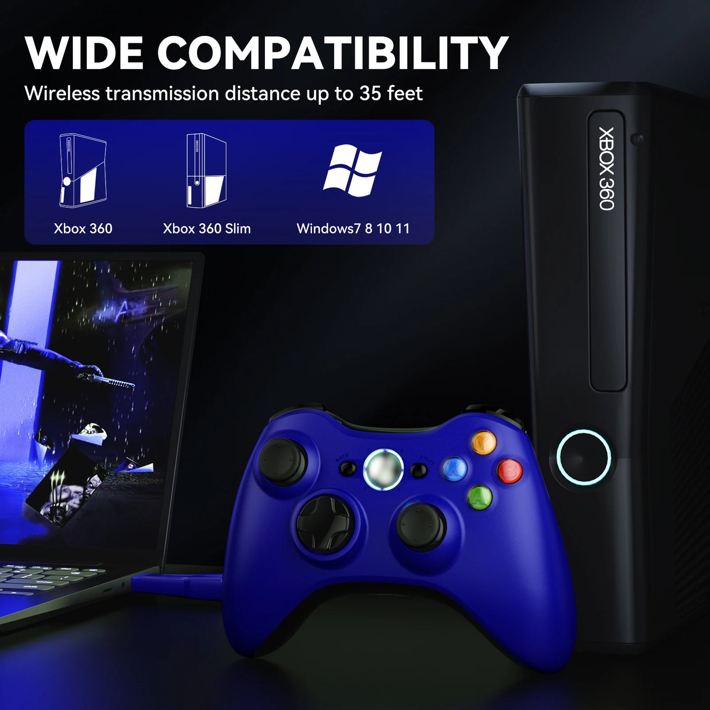 2.4G Xbox 360 Gamepad Wireless/Wired Controller Supports Xbox 360/360 Slim/Pc/Steam Gamepad For  Pc Game Controller Joypad