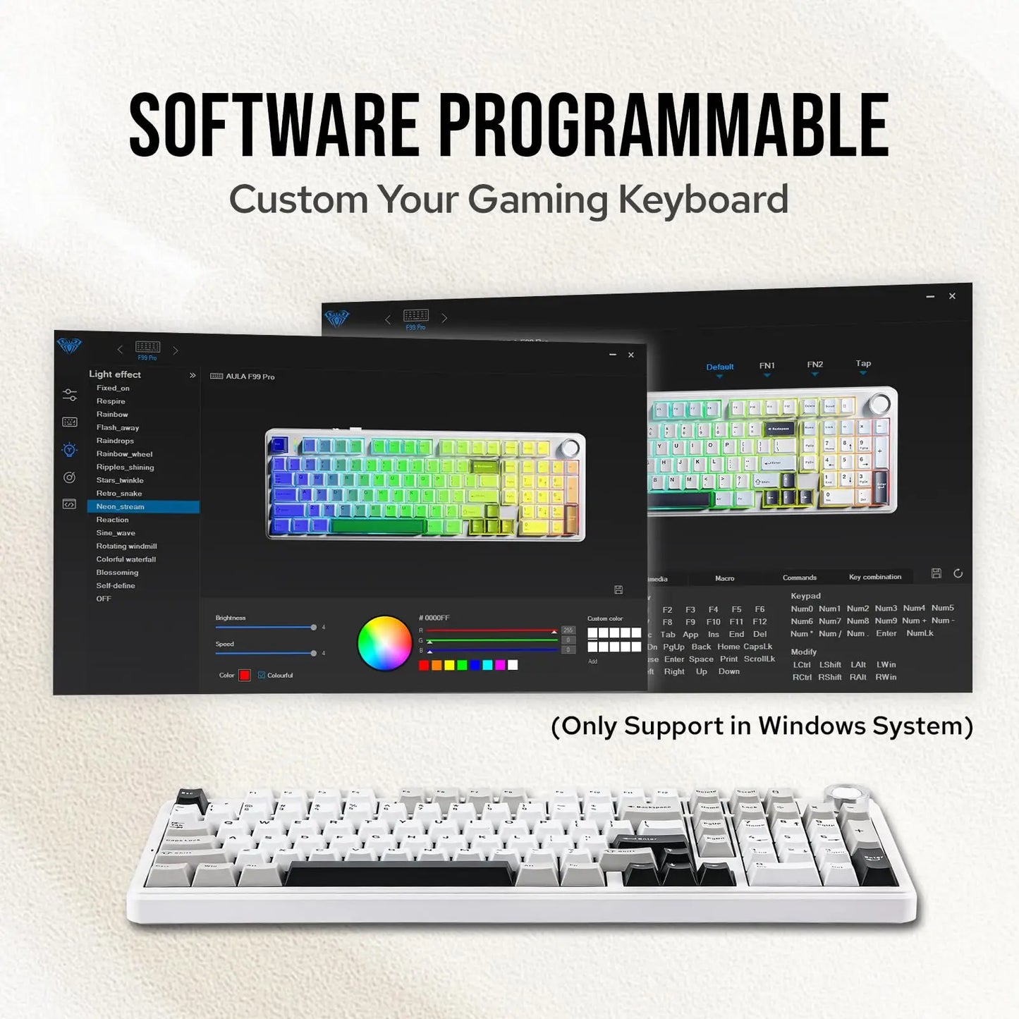 Aula F99 PRO 96% Mechanical Gaming Keyboard BT5.0/USB-C/2.4G Wireless Hot Swappable Gasket Custom Keyboard With 8000mAH Battery