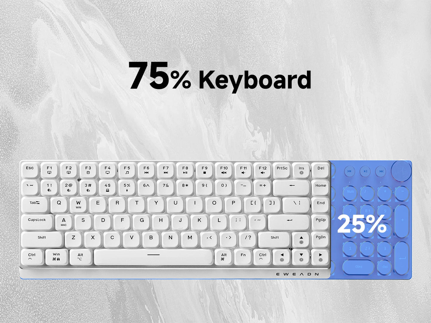 EWEADN MK84 Low Profile Gaming Mechanical Keyboard silent Wireless Bluetooth 3mode Portable Slim Keyboard aluminum alloy panel