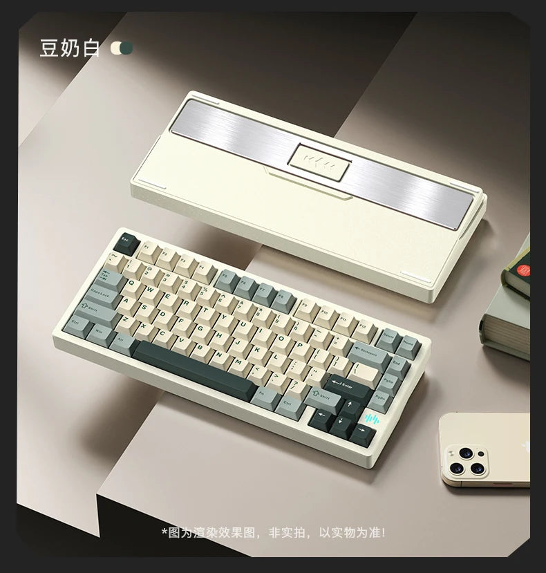 PMO WAVE75 Mechanical Gamer Keyboard RGB Customize Wireless USB/2.4G/Bluetooth 3Mode CNC Esports Gaming Keyboard Office Gifts