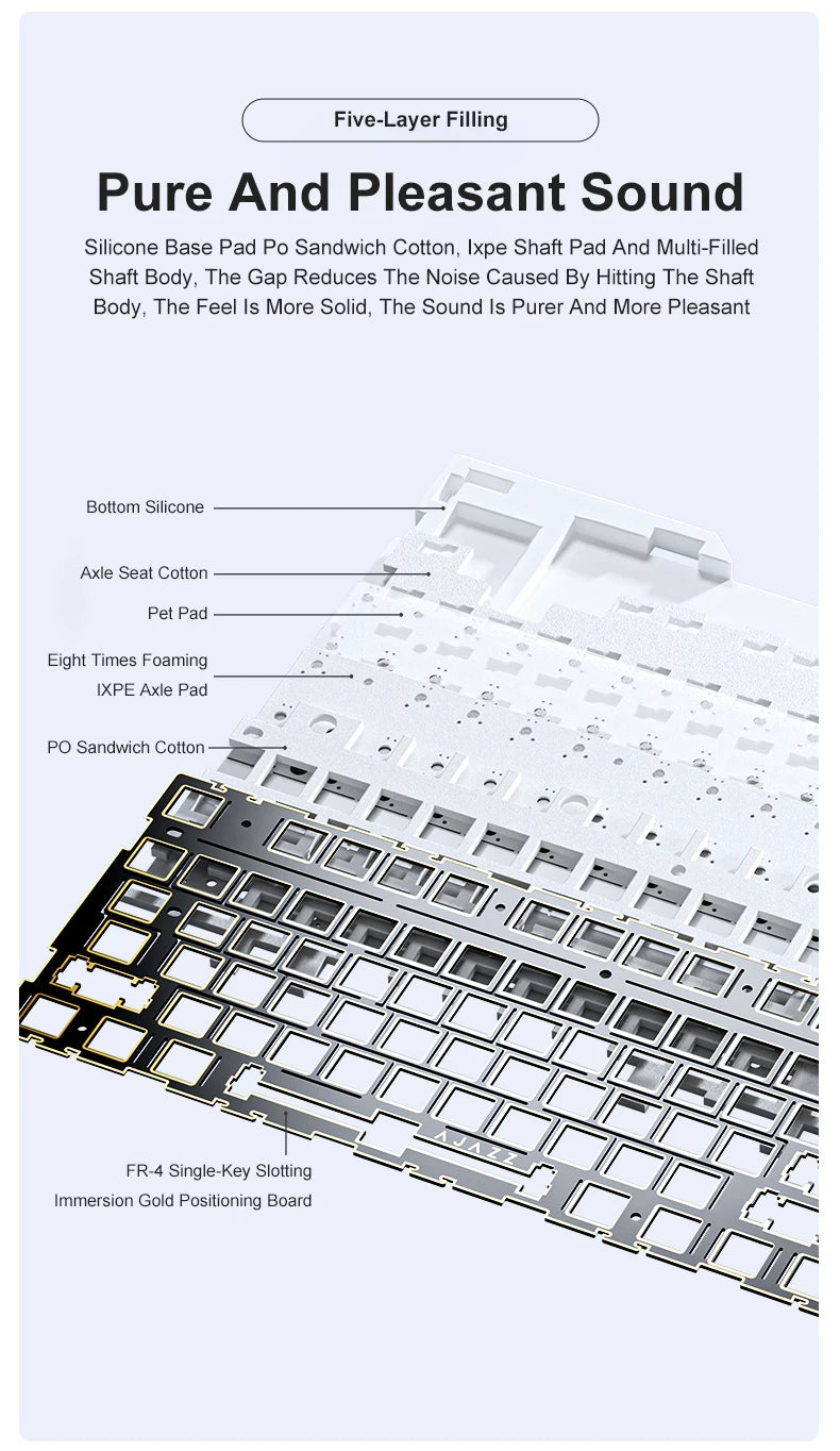 NEW Ajazz AK35I V3 MAX Tri-mode Wired Bluetooth Wireless Gaming Keyboard Gasket Full Key Hot Swap 104 Keys Customized Keyboard
