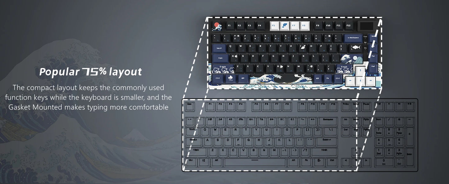 Womier S-K80 75% Keyboard with Color OLED Display Mechanical Gaming Keyboard Hot Swap Keyboard Gasket Mount RGB Custom Keyboard