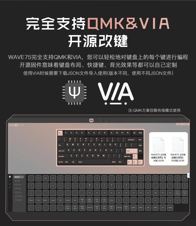 PMO WAVE75 Mechanical Gamer Keyboard RGB Customize Wireless USB/2.4G/Bluetooth 3Mode CNC Esports Gaming Keyboard Office Gifts