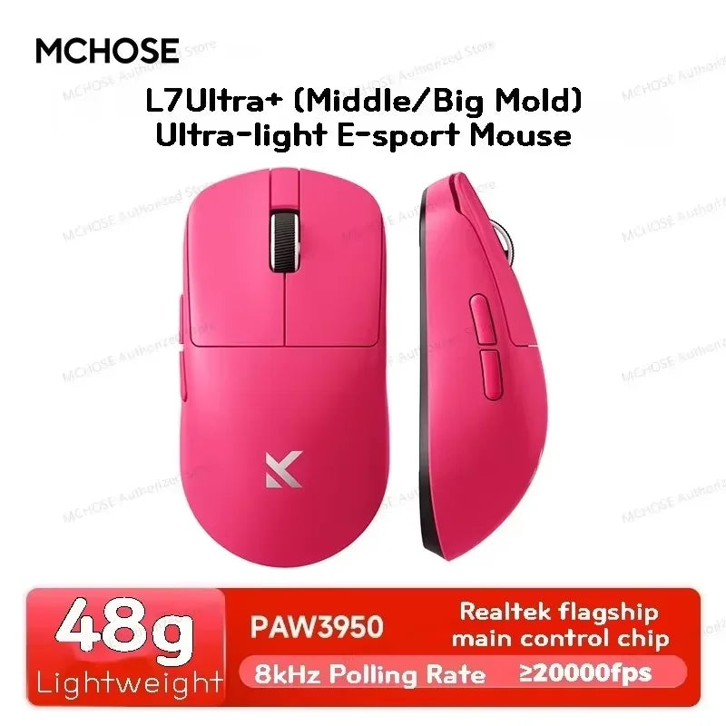 Official MCHOSE L7 Ultra Wireless Gaming Mouse PAW3950 E-Sport Sensor Realtek Flagship Master TOPSPEED 8K Polling Rate 39g Mice
