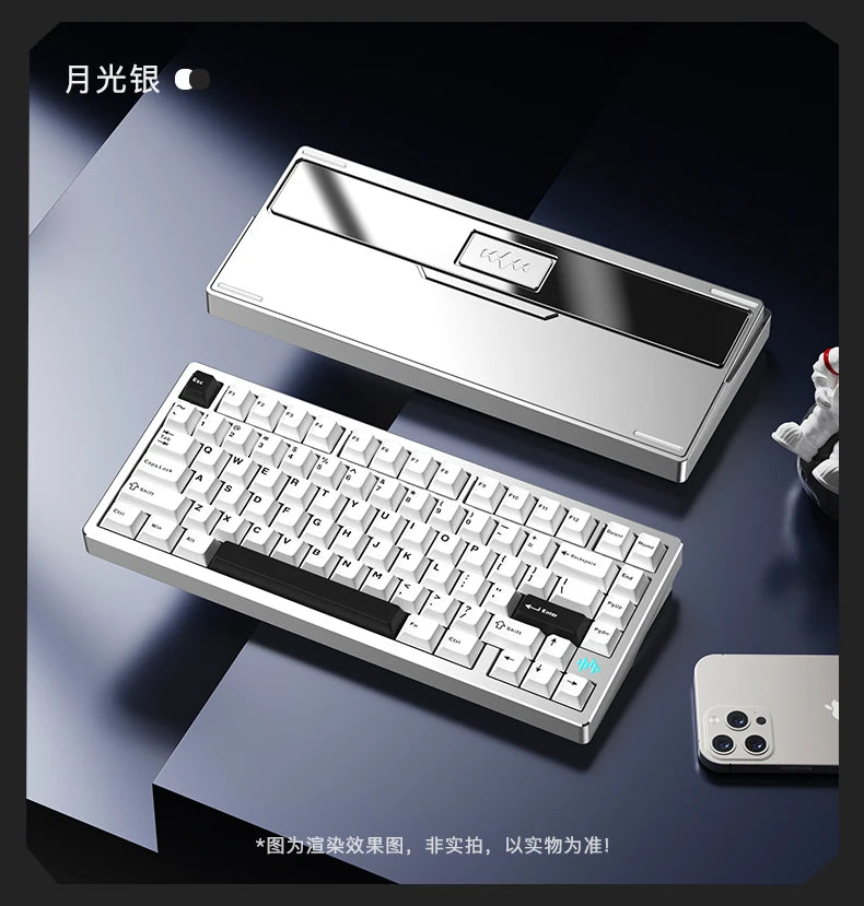 PMO WAVE75 Mechanical Gamer Keyboard RGB Customize Wireless USB/2.4G/Bluetooth 3Mode CNC Esports Gaming Keyboard Office Gifts
