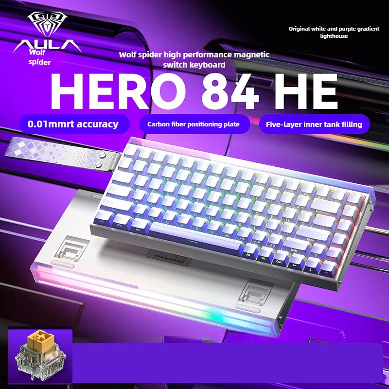 New AULA HERO 84HE 8K INSTOCK Magnetic Switch Gaming Keyboard E-sport Custom RGB Mechanical Keyboard Ergonomics Game Accessories