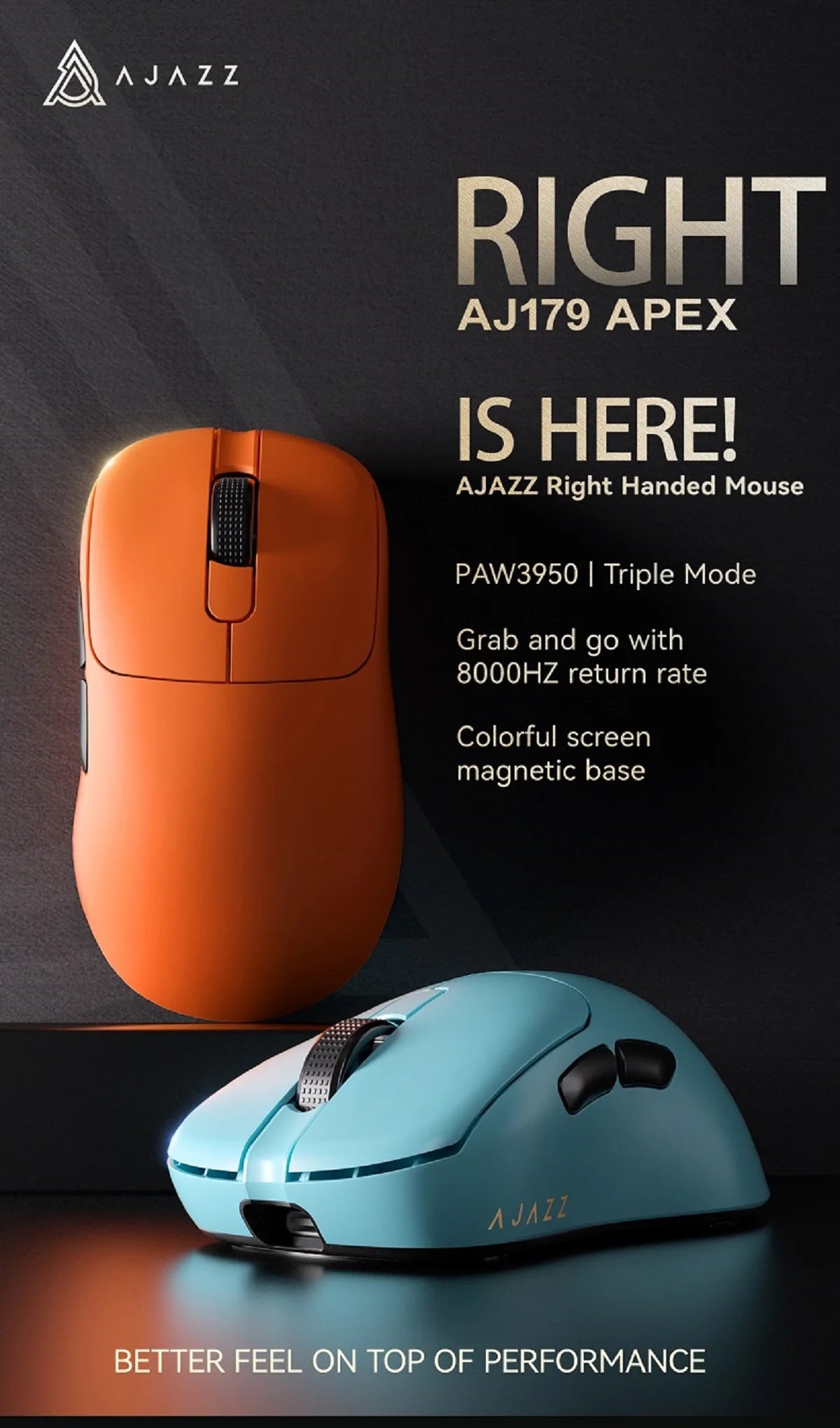Ajazz AJ179 Apex PAW3950 Wireless Gaming Mouse with RGB Charging Dock, Computer Macro Mouse Gamer,Lightweight Ergonomic PC Mice