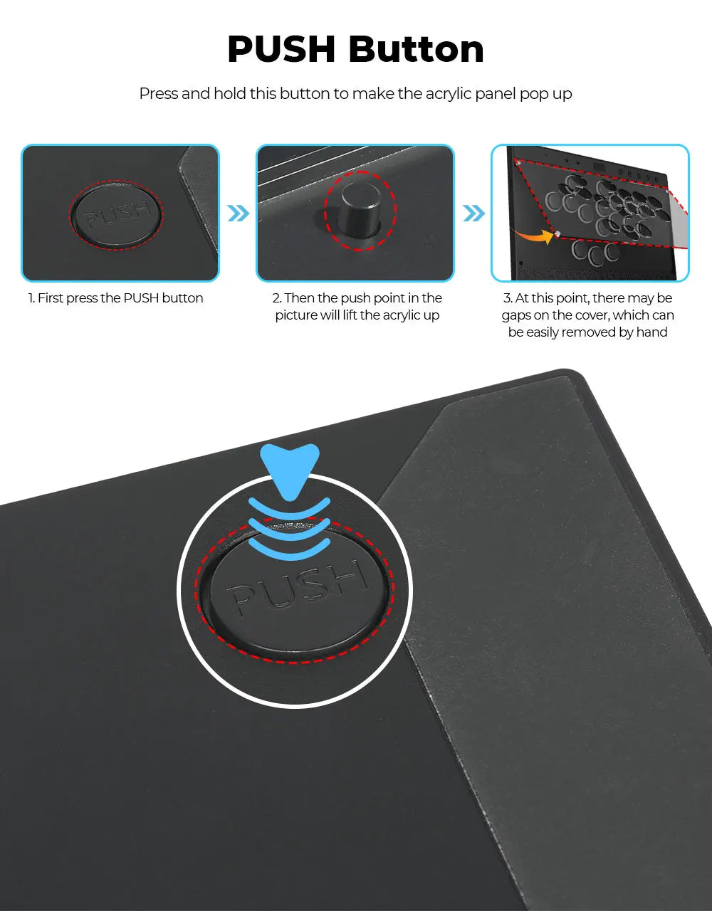 Haute42 C16 Magnetic Hitbox Leverless Arcade Stick Controller For Ps4 /PS5/Switch Button Rim Stickless Hitbox Fightstick