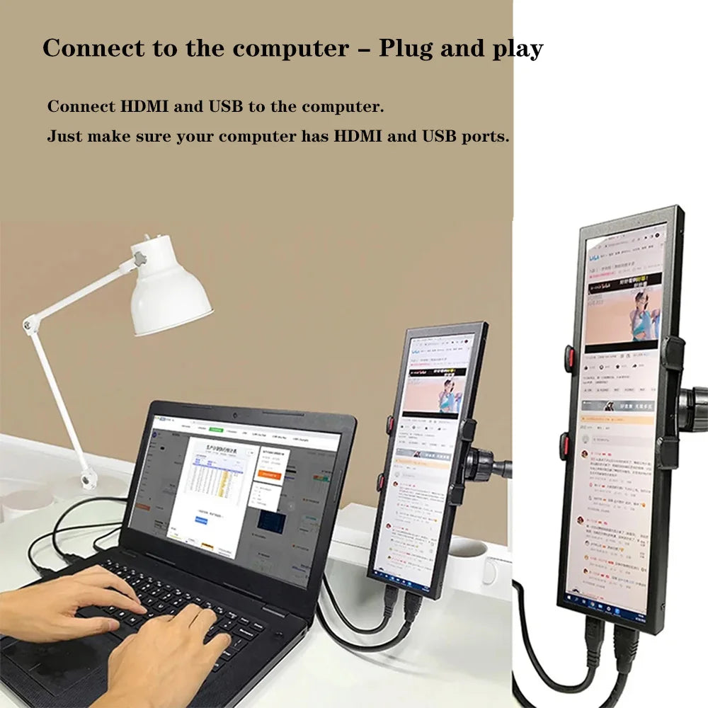 Long strip mainframe temperature control display mobile phone and computer secondary screen 8.8-inch touch screen
